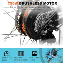 Load image into Gallery viewer, Y & Q  Electric Bike for Adults, 750W Ebike, 28'' Electric Mountain Bike, 32MPH Electric Bicycle, 48V 13AH Battery, LCD Display,